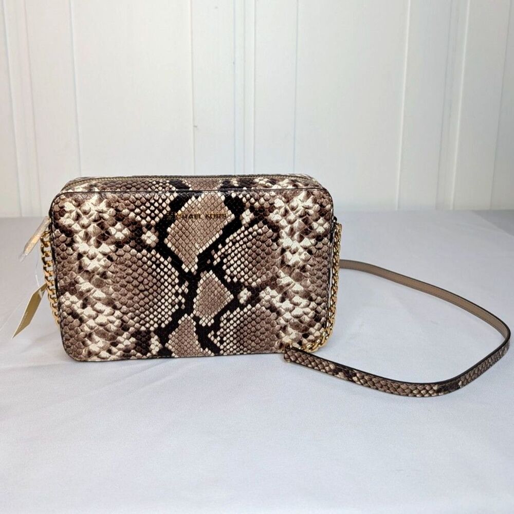 Michael Kors Jet Set Leather Crossbody Bag - Natural, Brand New